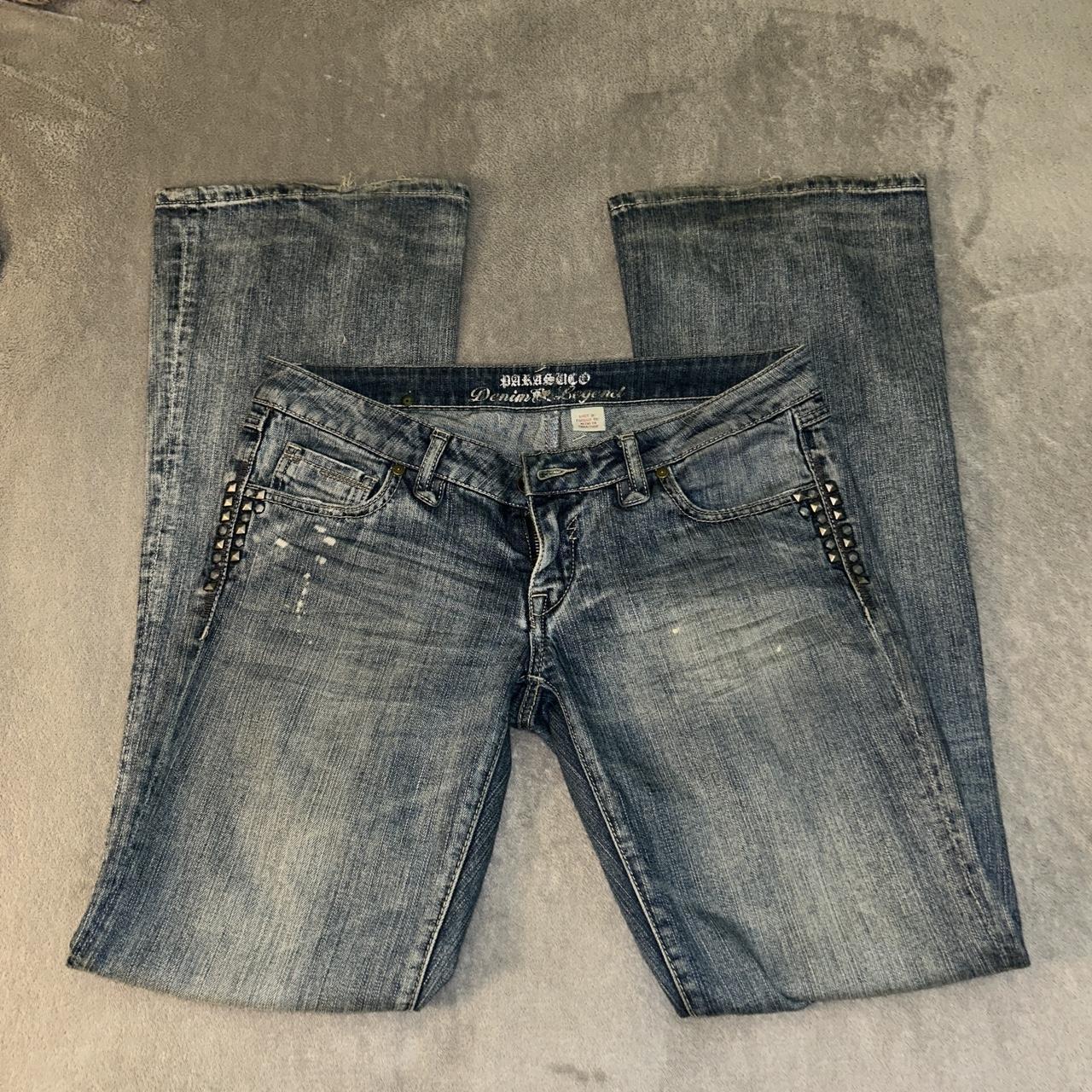 Distressed early 2000 low waisted jeans size 29 - Depop