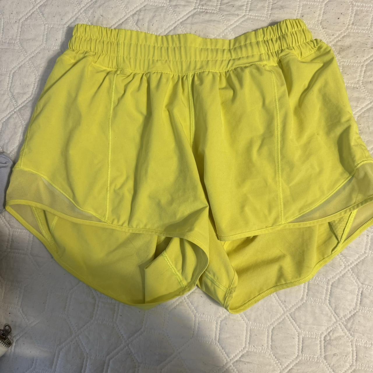 Lululemon yellow hotty hot shorts 4” low rise - Depop