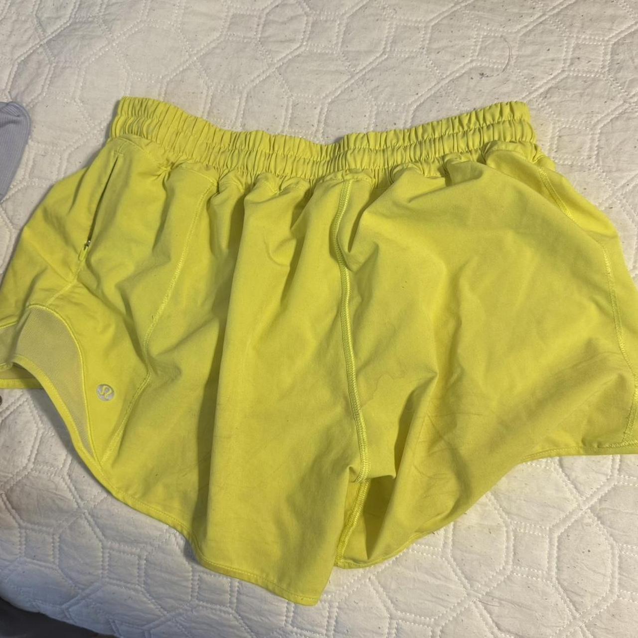 Lululemon yellow hotty hot shorts 4” low rise - Depop