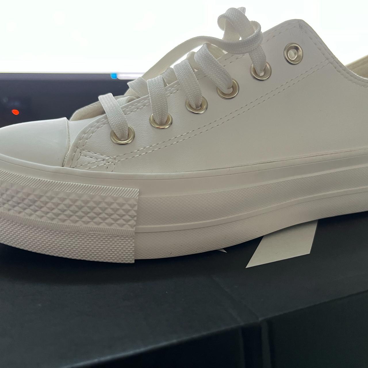 Converse All Stars Platform white leather size 6 -... - Depop