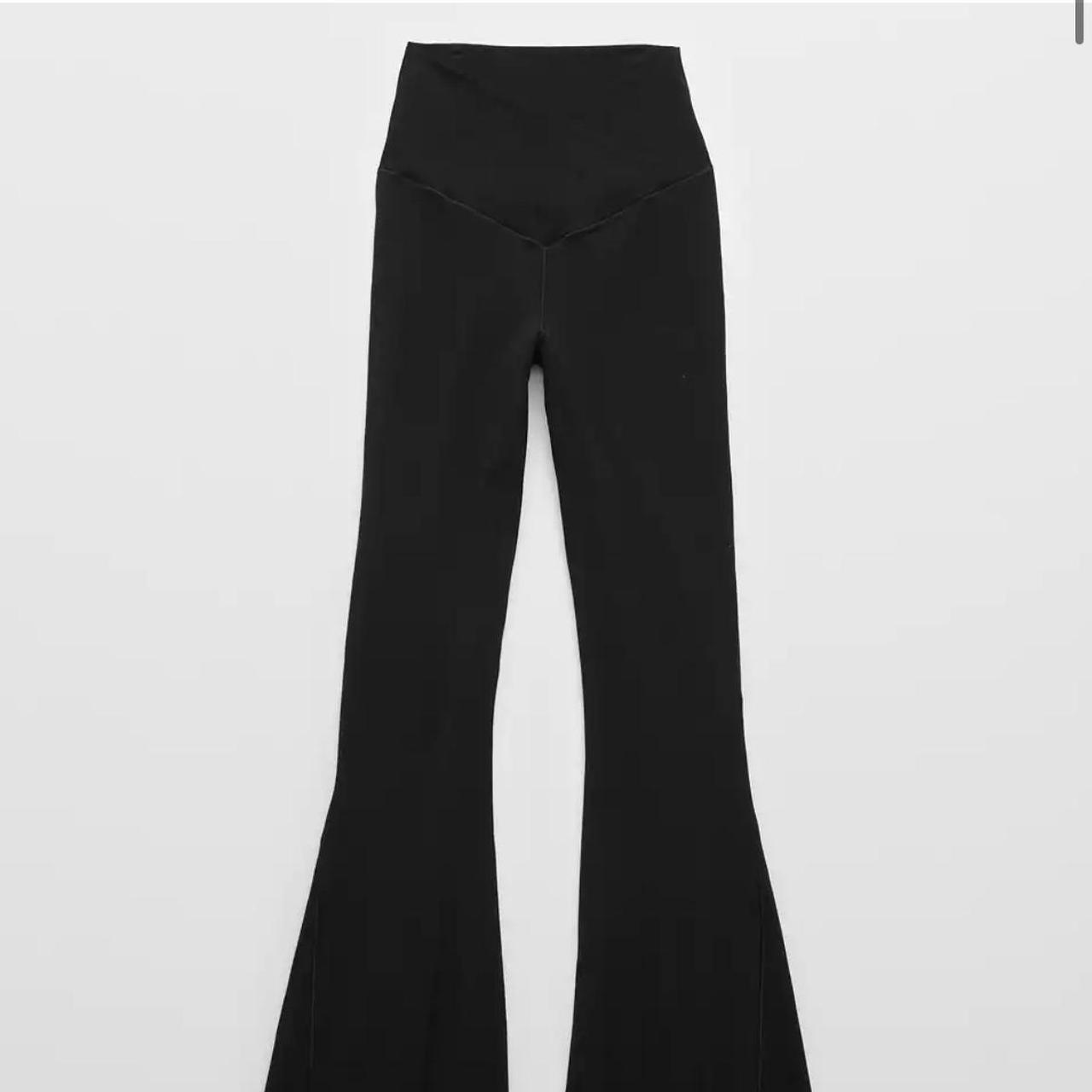 aerie black v flare leggings short length size... Depop