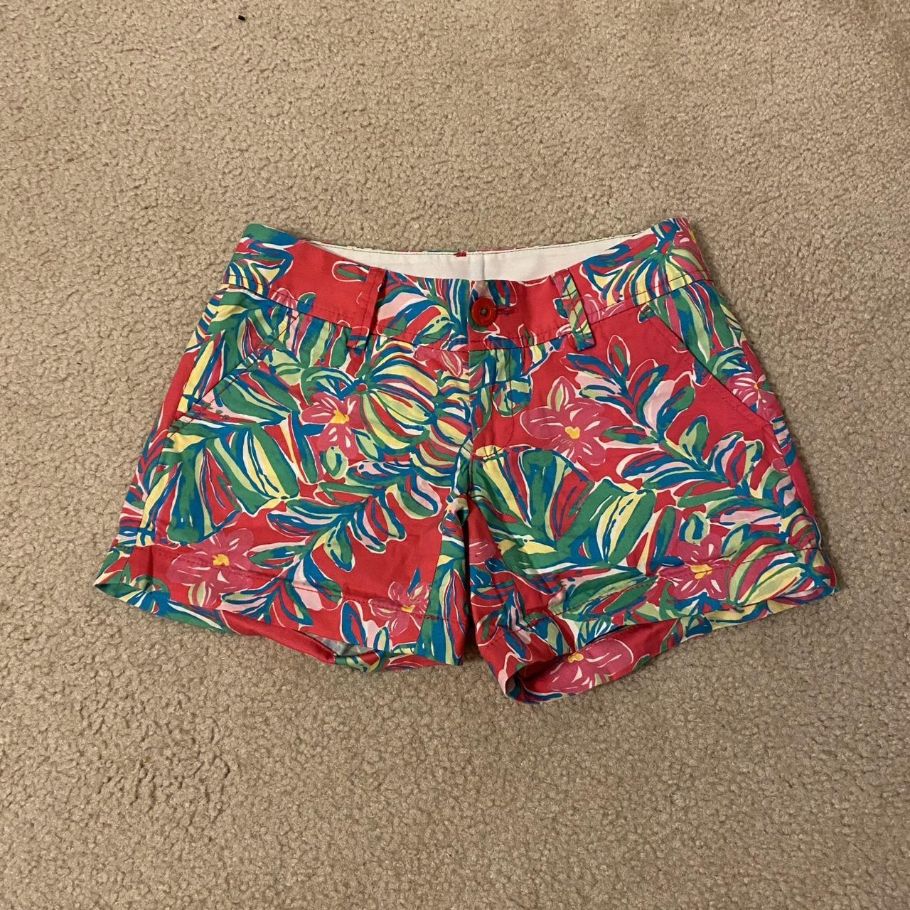 Lilly Pulitzer Women's Pink And Blue Shorts | Depop