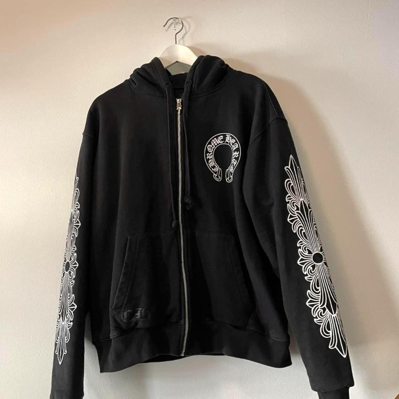 Chrome Hearts Women's Black and White Hoodie | Depop