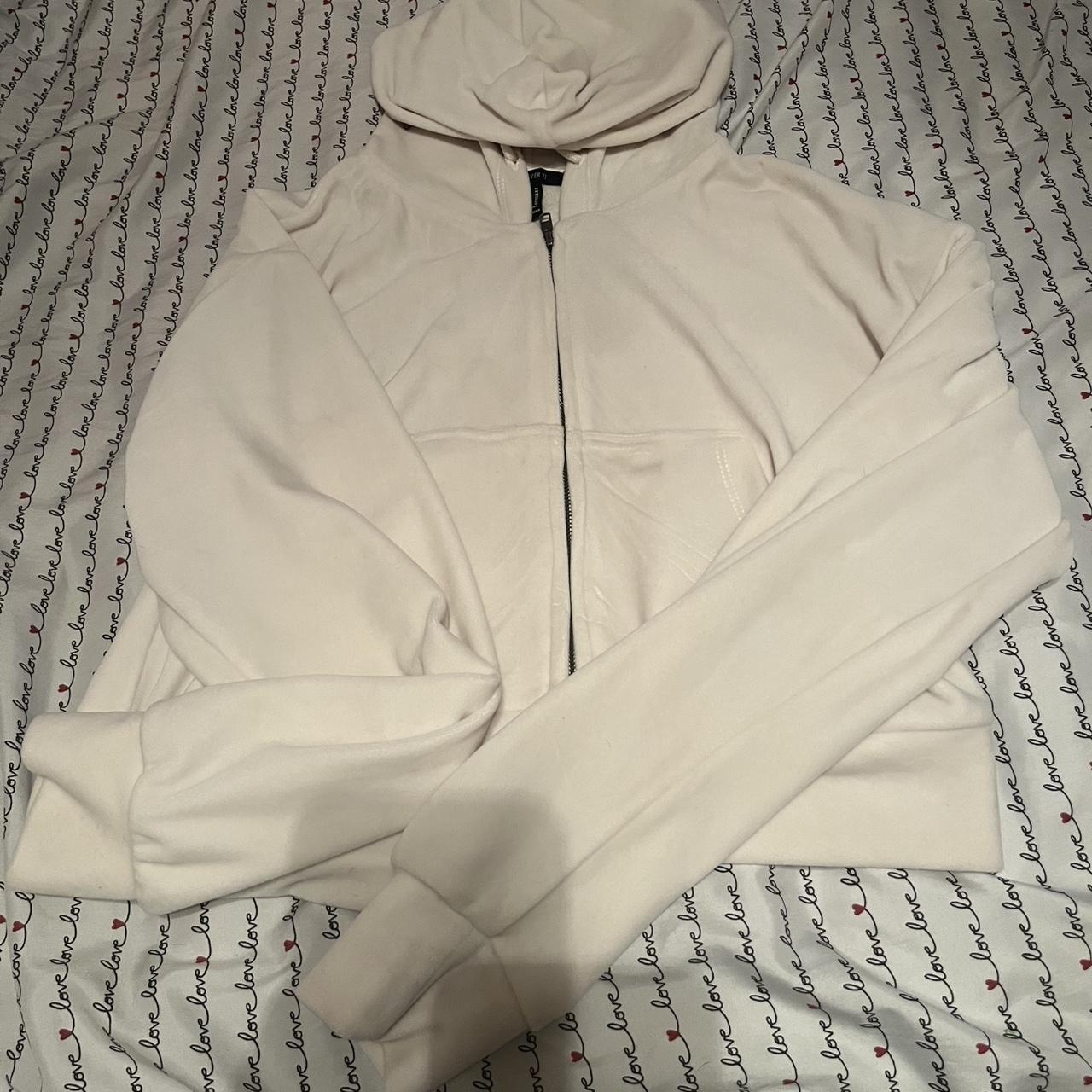 Hooded Sweatshirt White Garage Zip Up Sweater White Forever 21