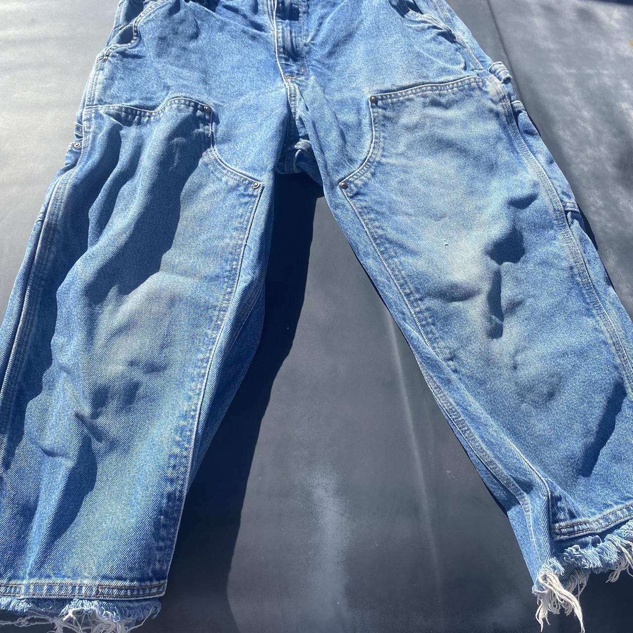 Carhartt double knee vintage blue denim jeans 32x29.... - Depop