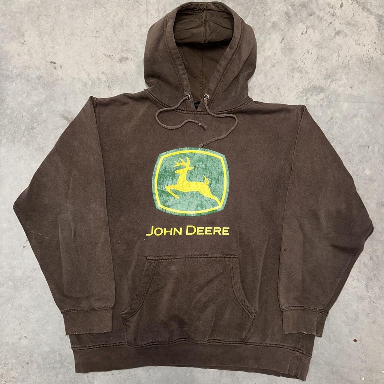 John Deere Men's Brown and Green Hoodie | Depop