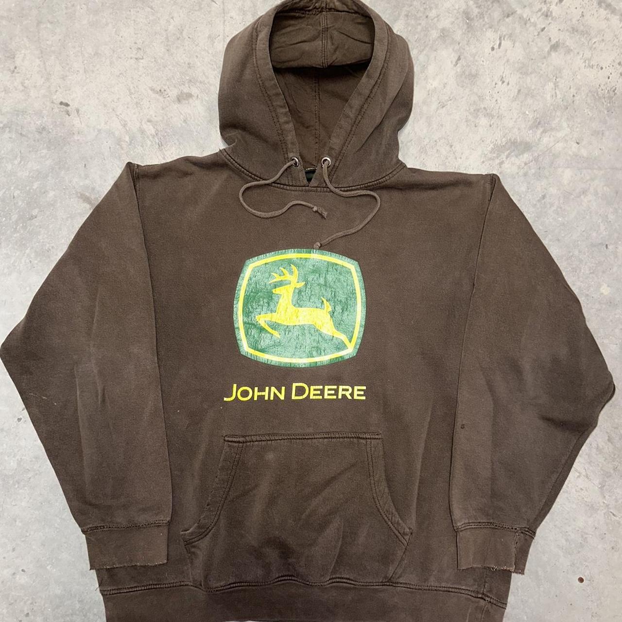 John Deere Men's Brown and Green Hoodie | Depop