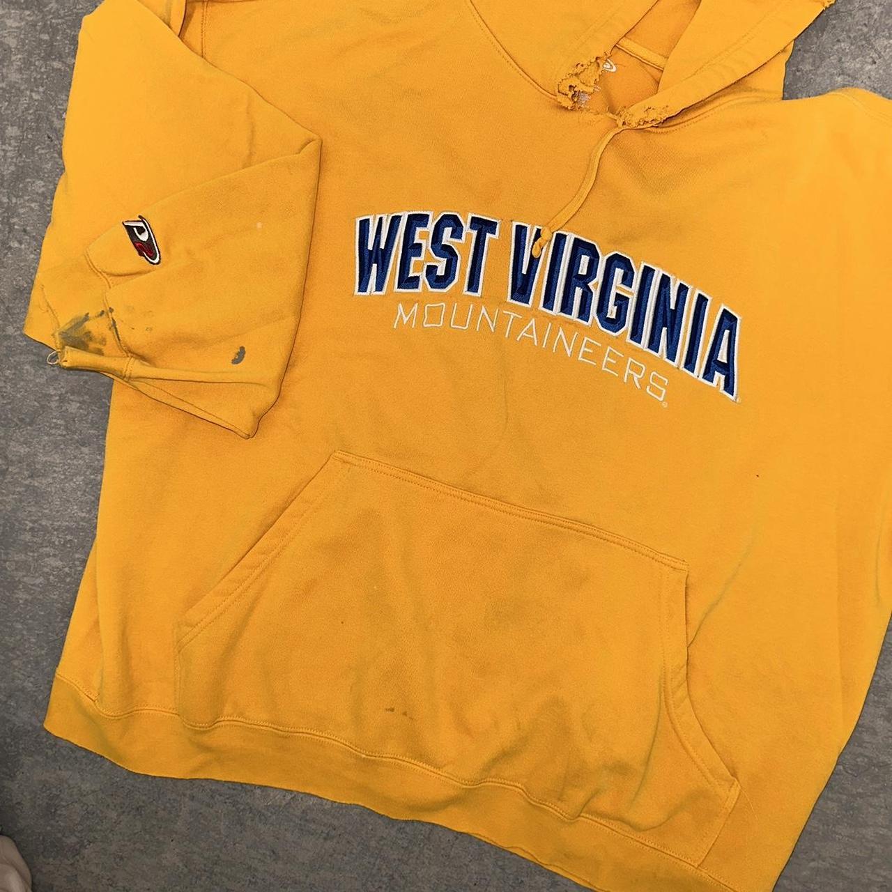 Vintage Essential Yellow West Virginia Hoodie | sz:... - Depop