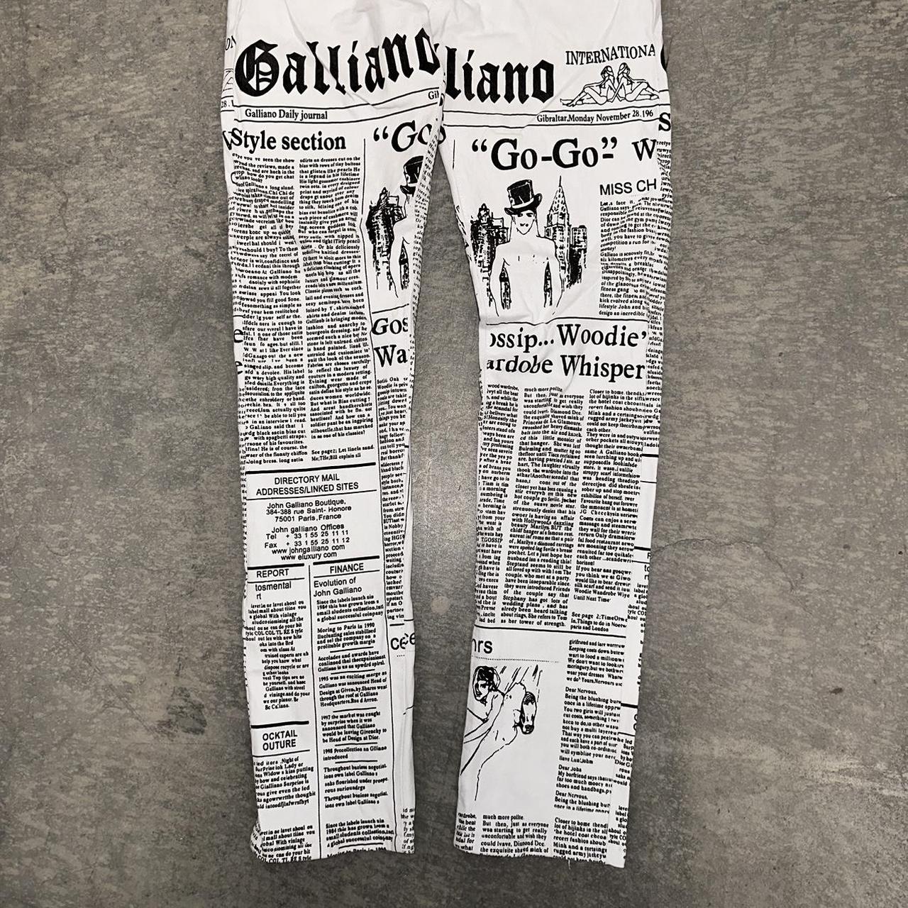 John Galliano White Newspaper Pants Jeans sz 34 Depop