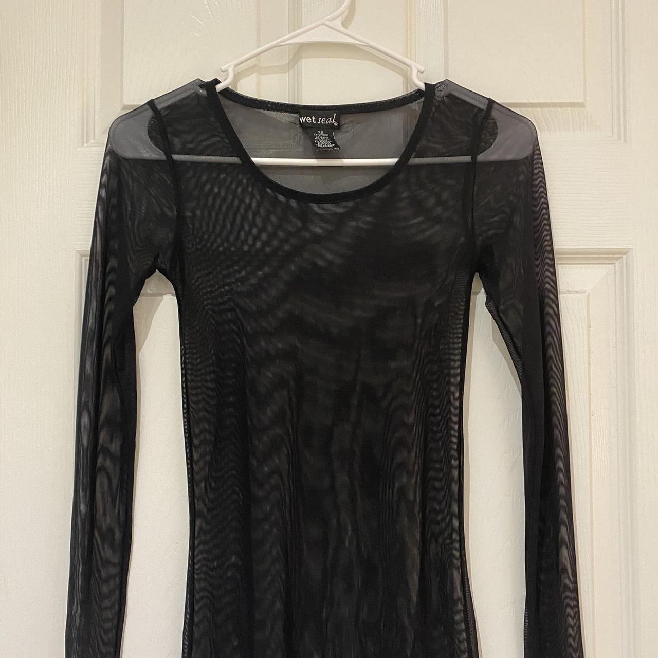 wet seal black mesh long sleeve great for... - Depop