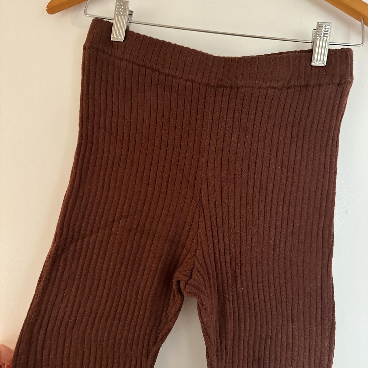 Ghanda Long Flare Pants Chocolate Knitted Size Depop