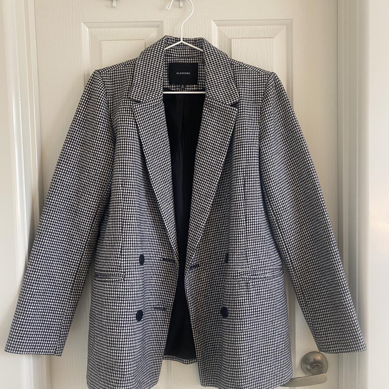 Glassons Houndstooth Blazer Coat Size 8, worn only... - Depop