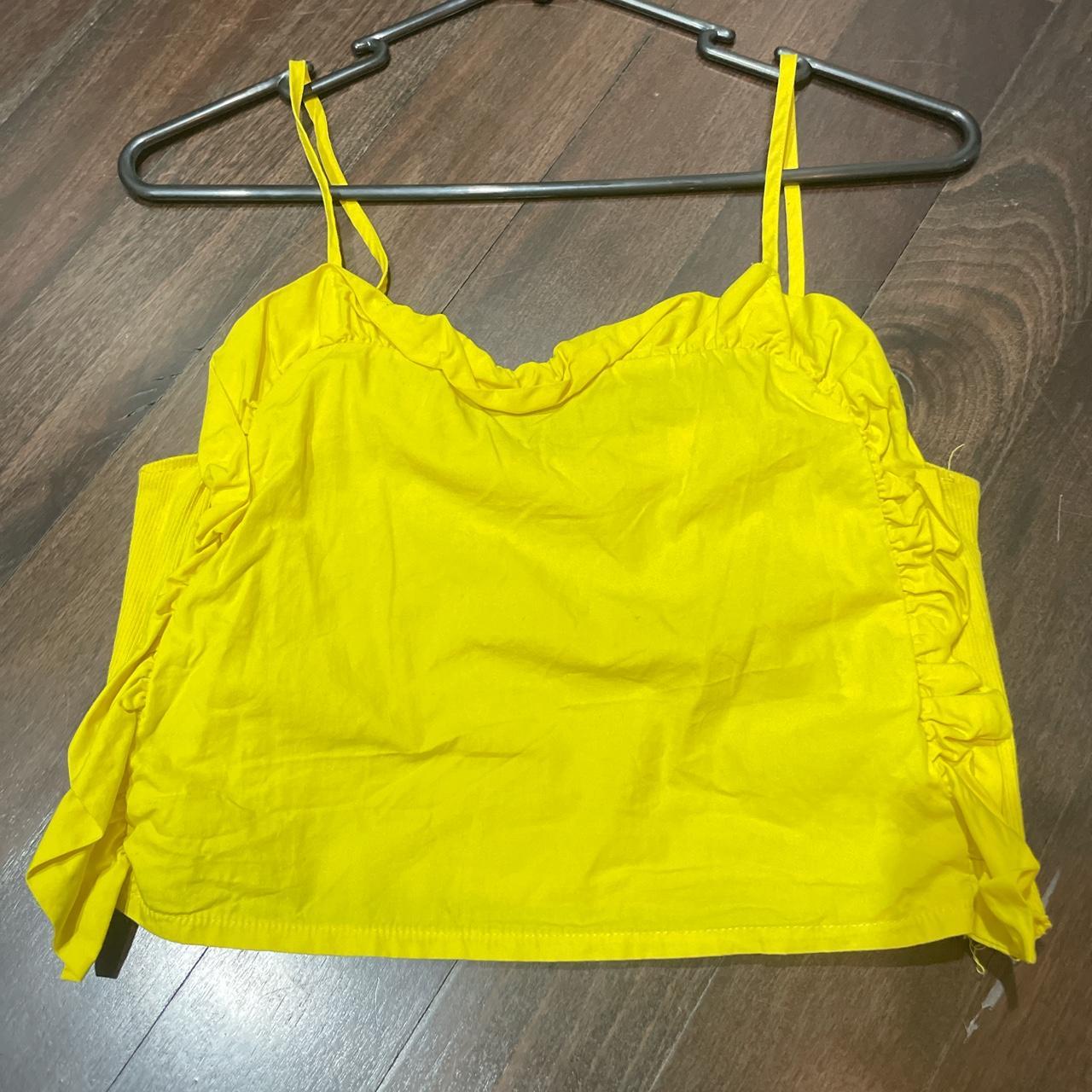 Prettiest women's yellow croptop in size S from... Depop