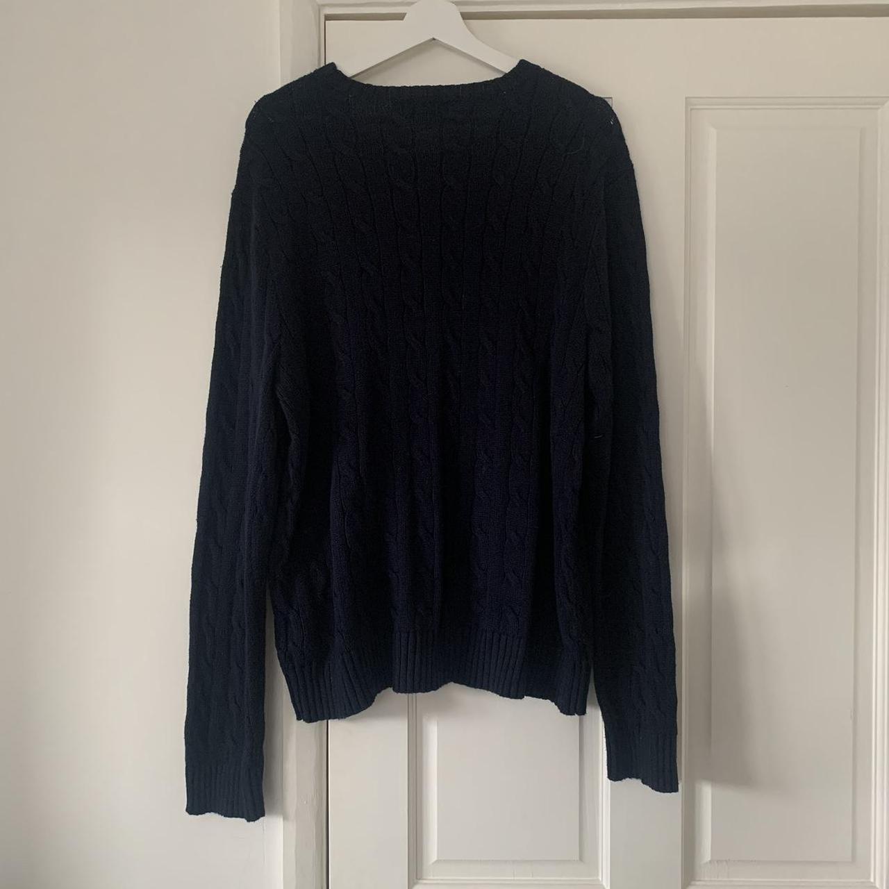 Ralph Lauren navy cable knit jumper Size L In... - Depop