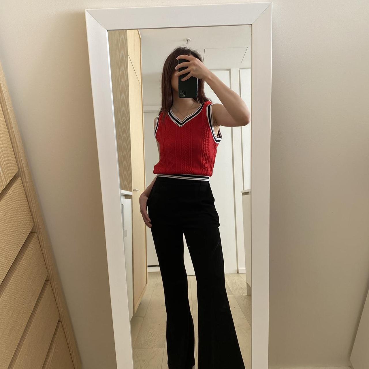 SHEIN Women's Red and White Croptop Depop