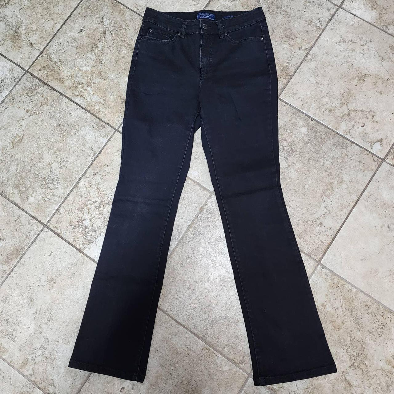 Charter club bootleg black women's jeans size 4 73%... - Depop