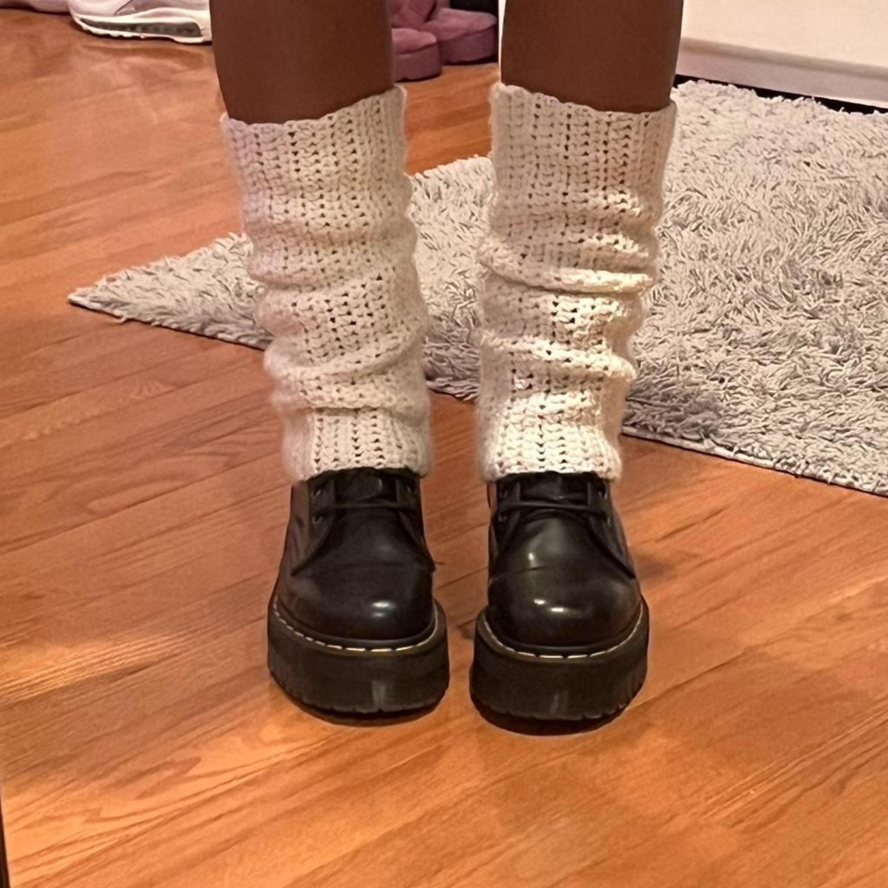 Crocheted White Leg Warmers : r/Depop