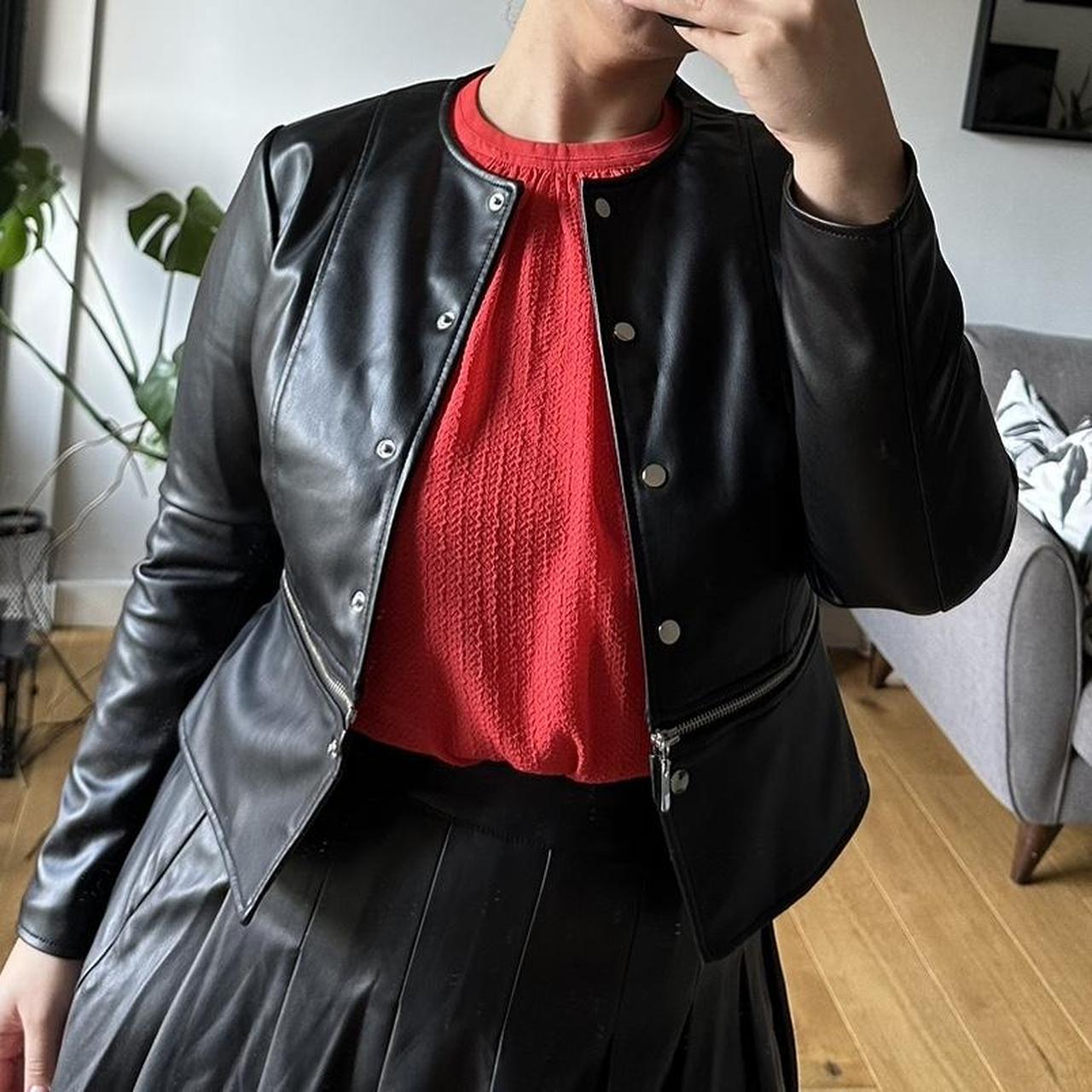 Zara adjustable length faux leather jacket - Depop