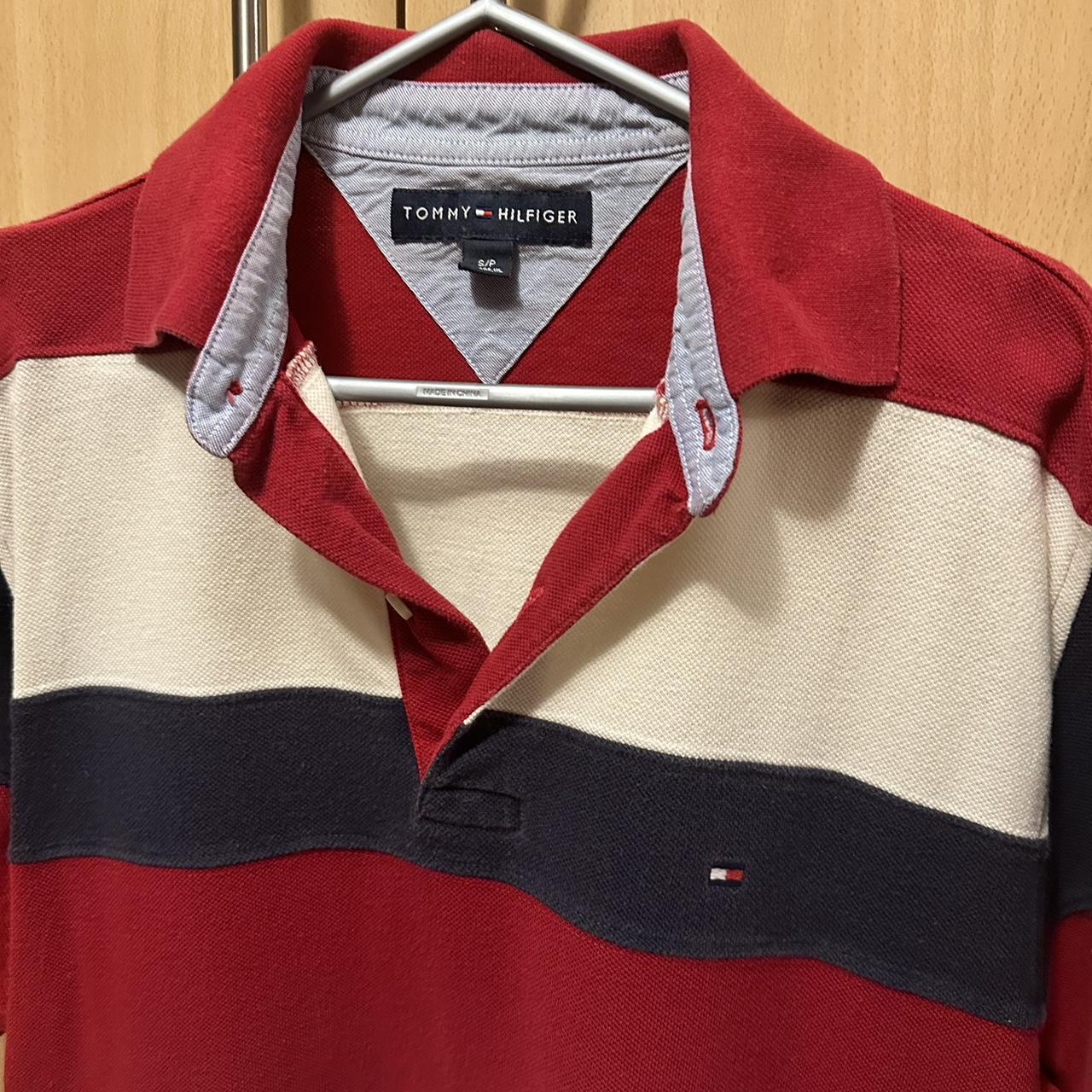 red white and blue tommy hilfiger shirt