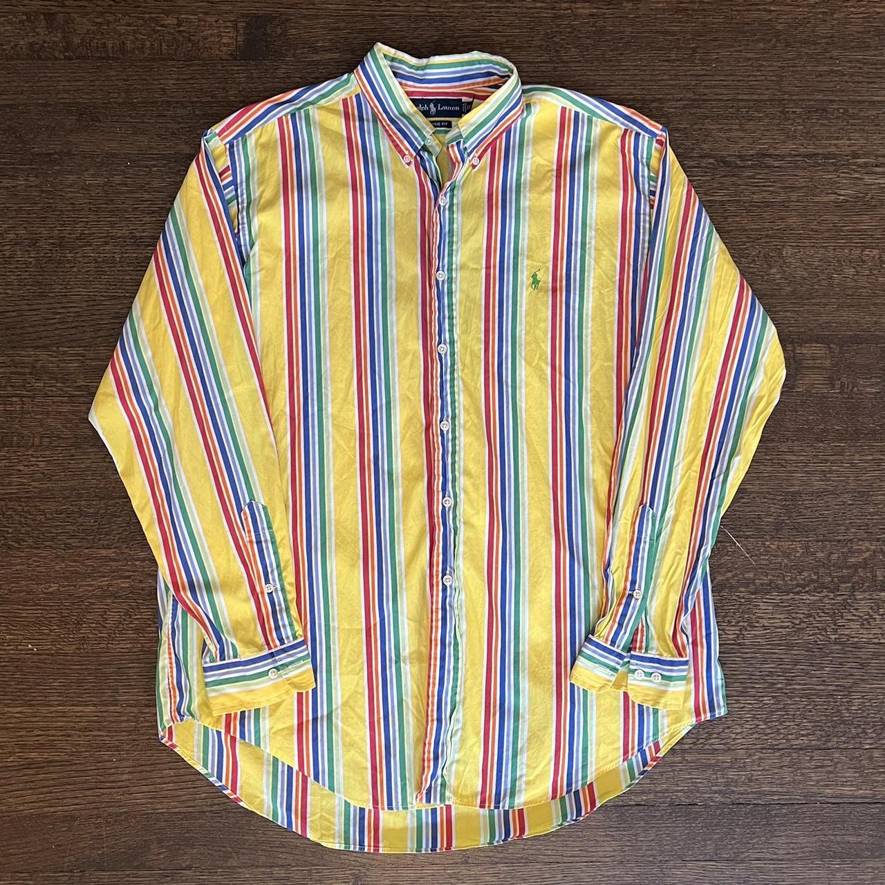Vintage Ralph Lauren Multi Colored Button Down Shirt - Depop