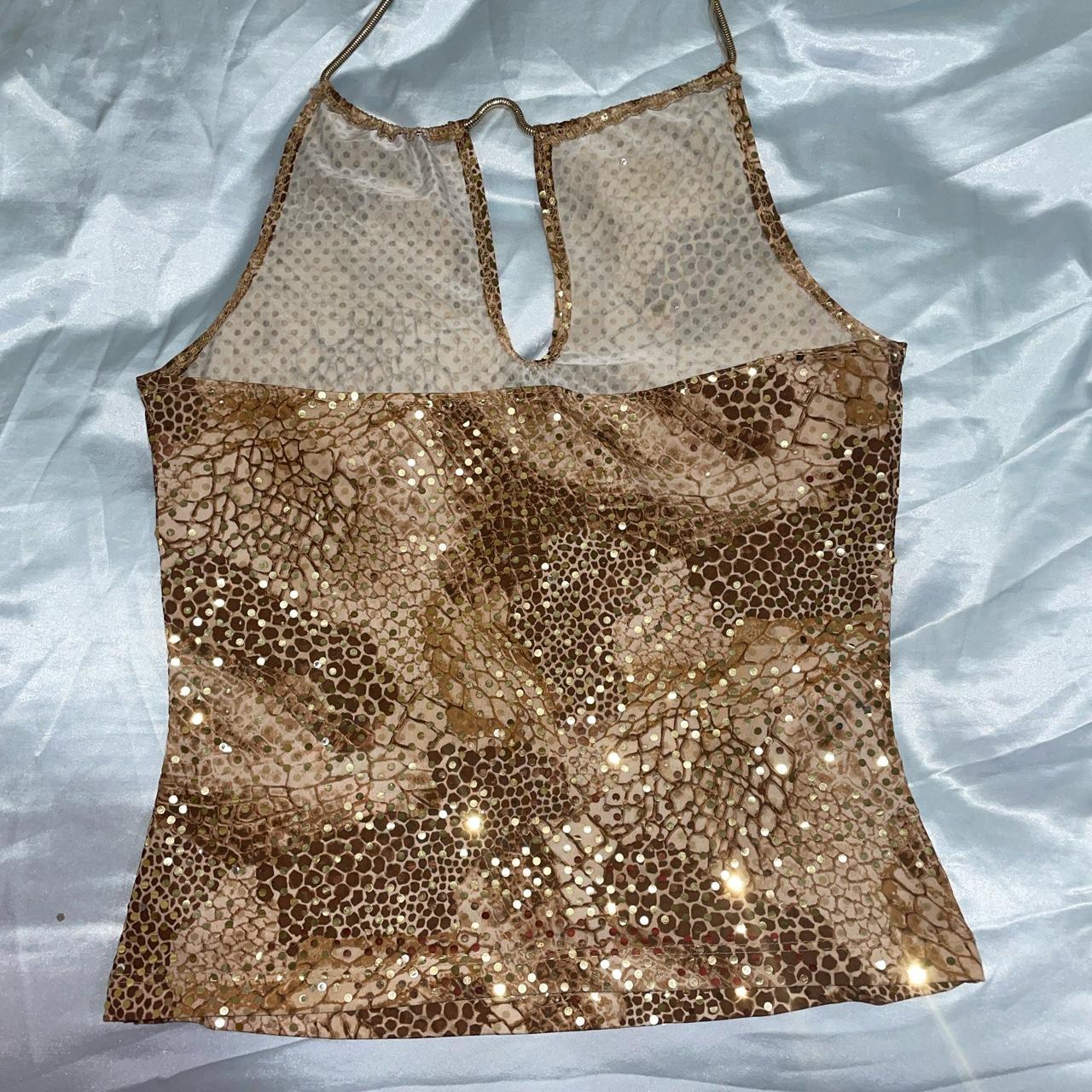 Early 2000s super cute gold halter top . Size small.... - Depop