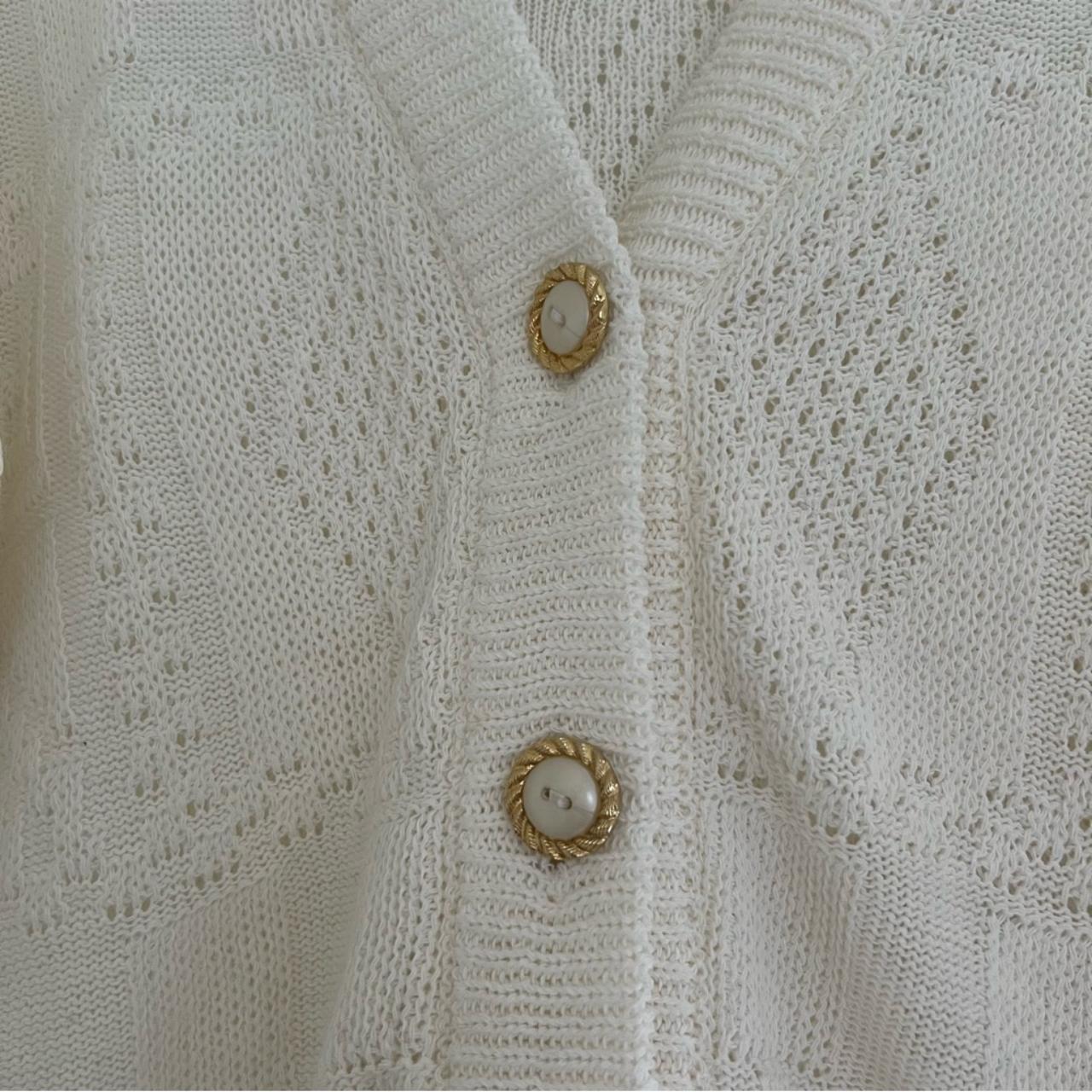 Beautiful vintage knit cardigan with gold trim | Depop