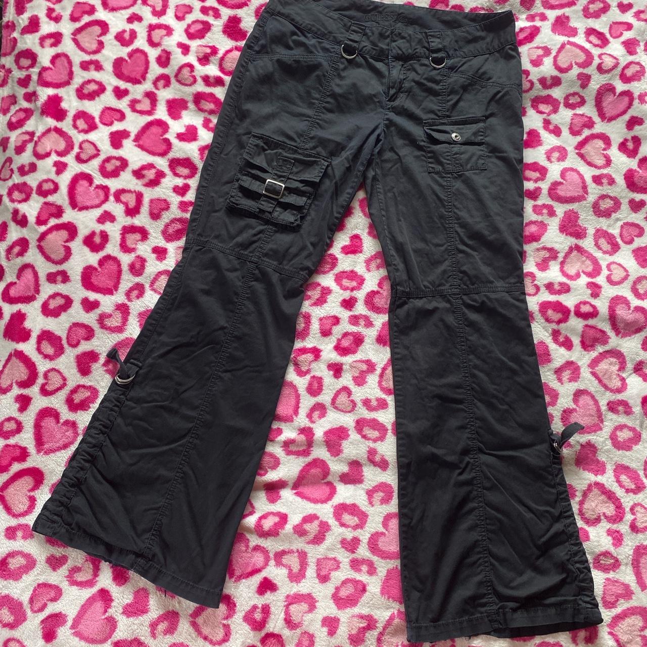 black vintage guess cargo pants low rise size 32... Depop