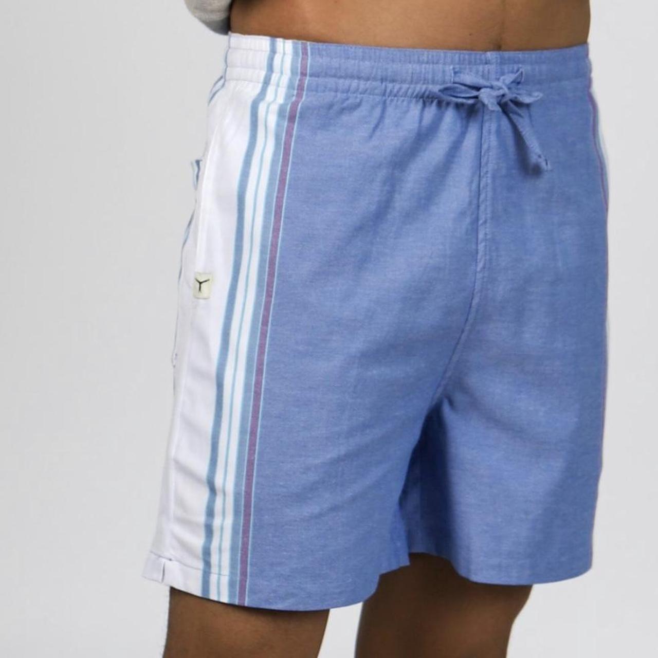 Men's White and Blue Shorts Depop