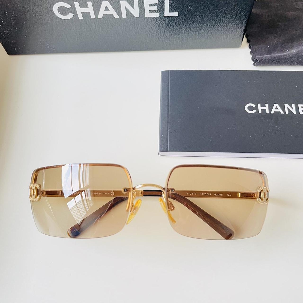 RARE 💫 Chanel vintage rimless Gold brown... - Depop