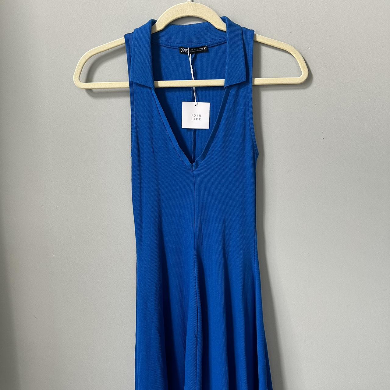 Royal blue collared Zara dress. Lightweight and... - Depop