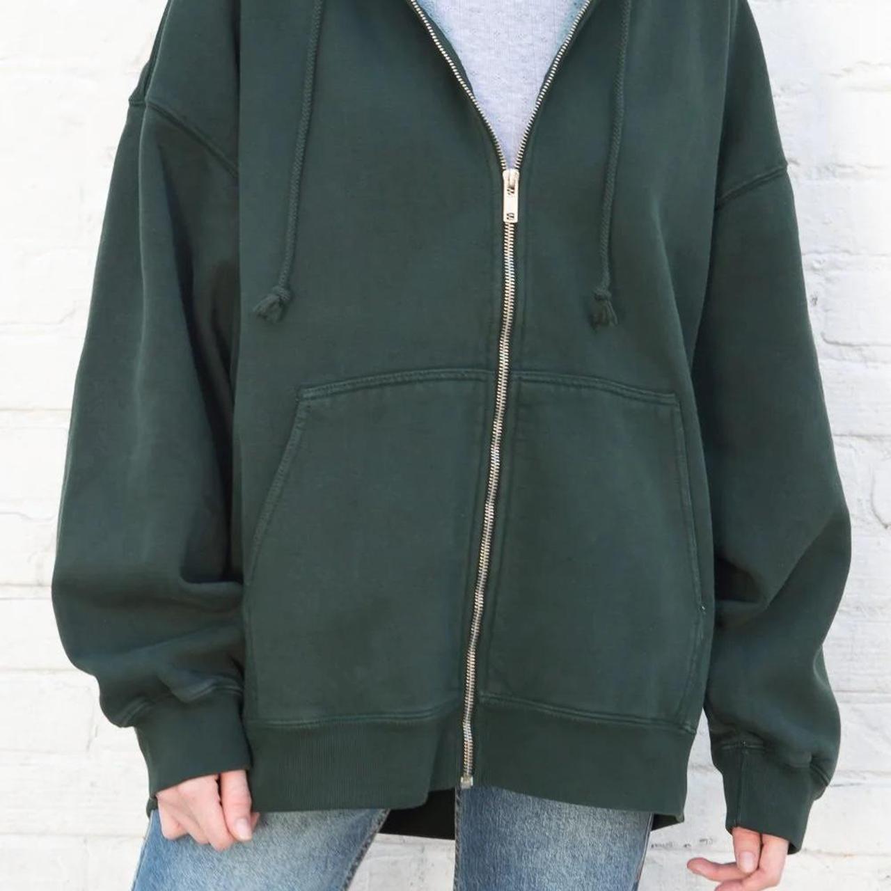 Brandy Melville Women's Green Hoodie Depop