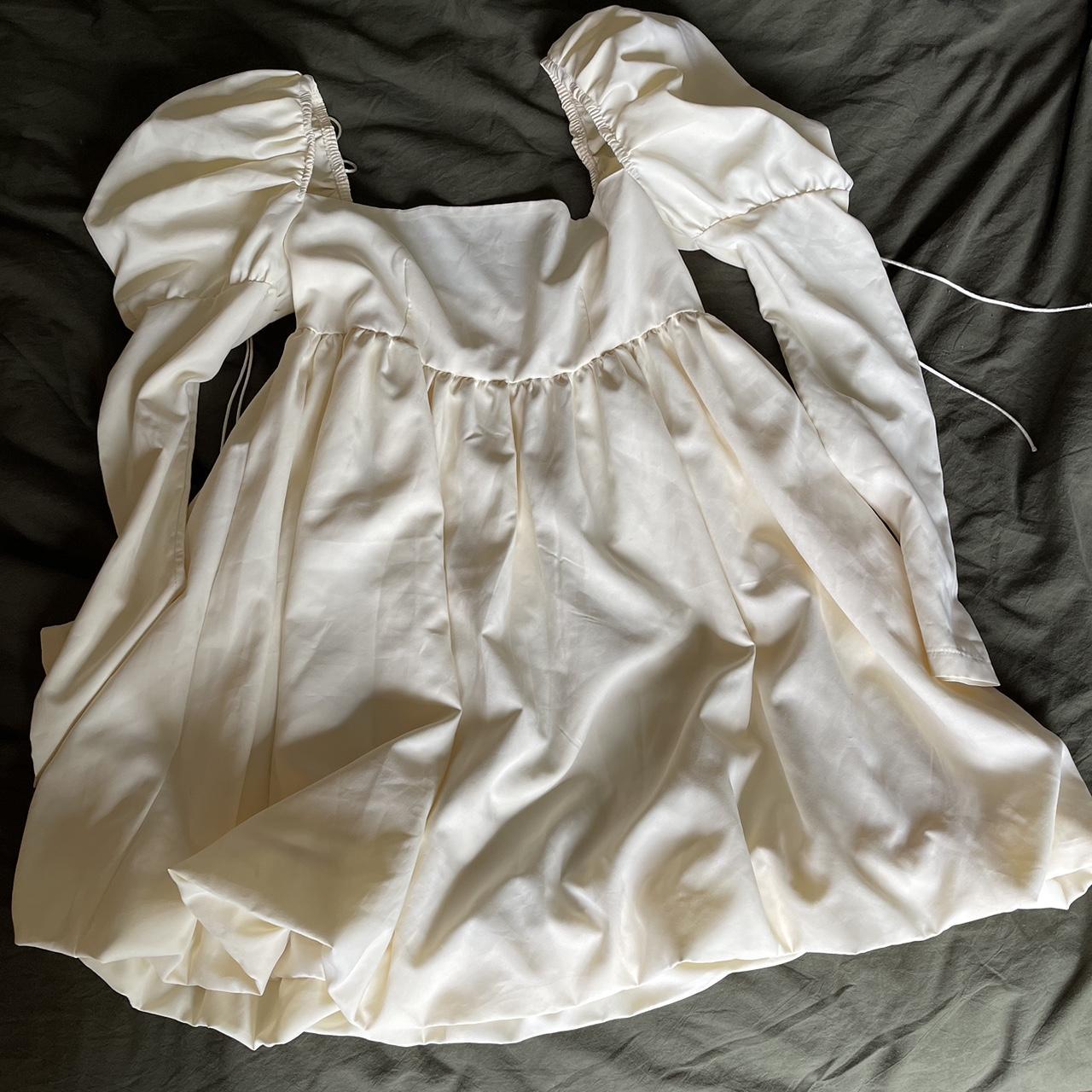 Women's Yellow and Cream Dress Depop