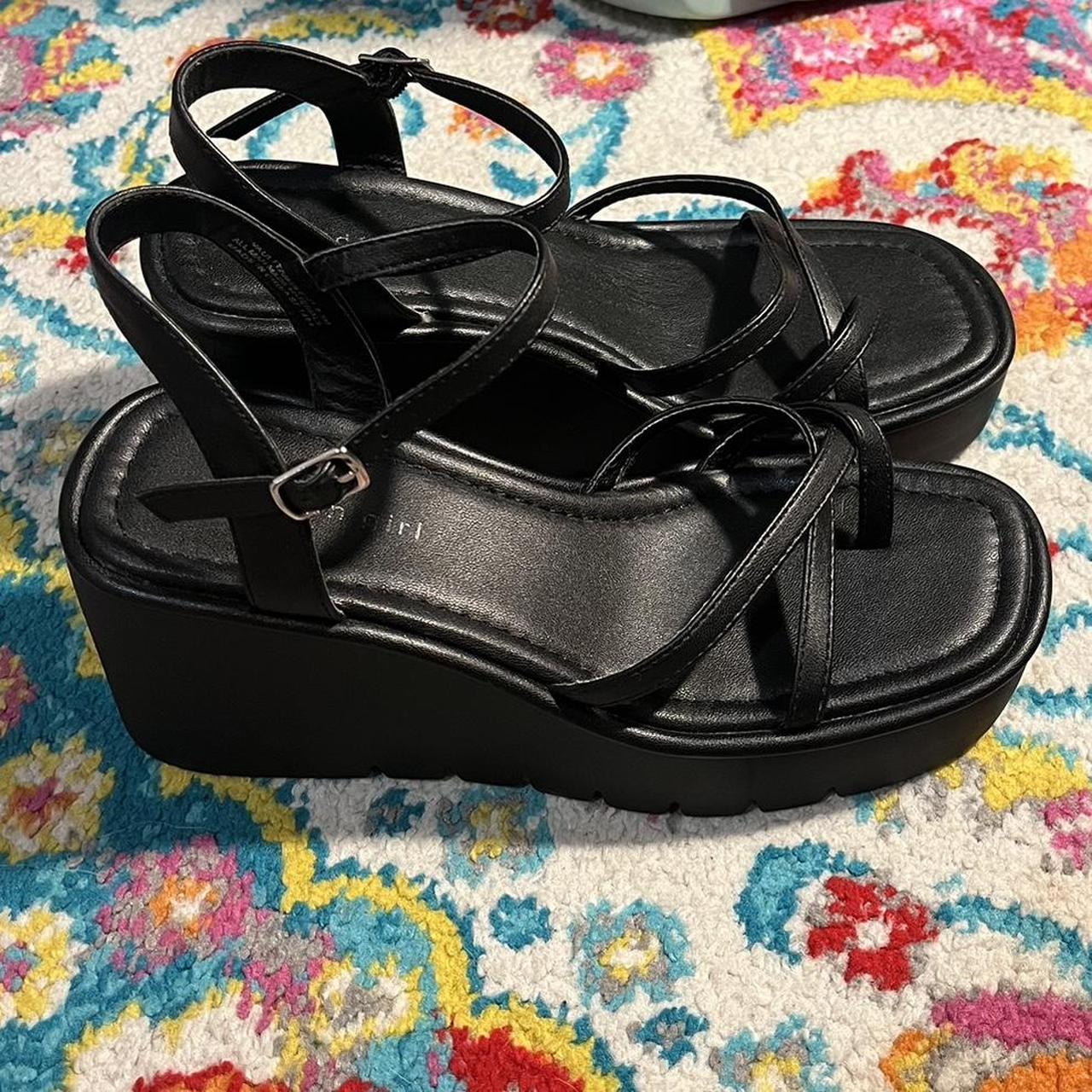 madden girl strappy platforms black buckled... Depop