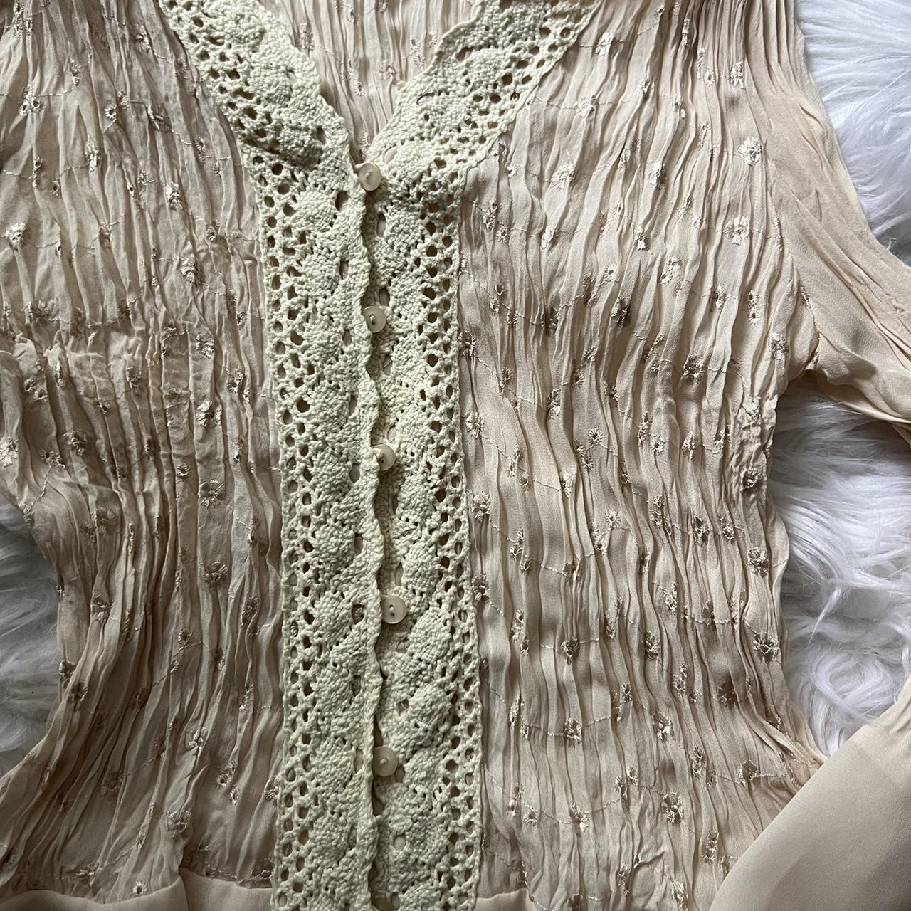 Cream colored button up blouse. This top is so cute.... - Depop