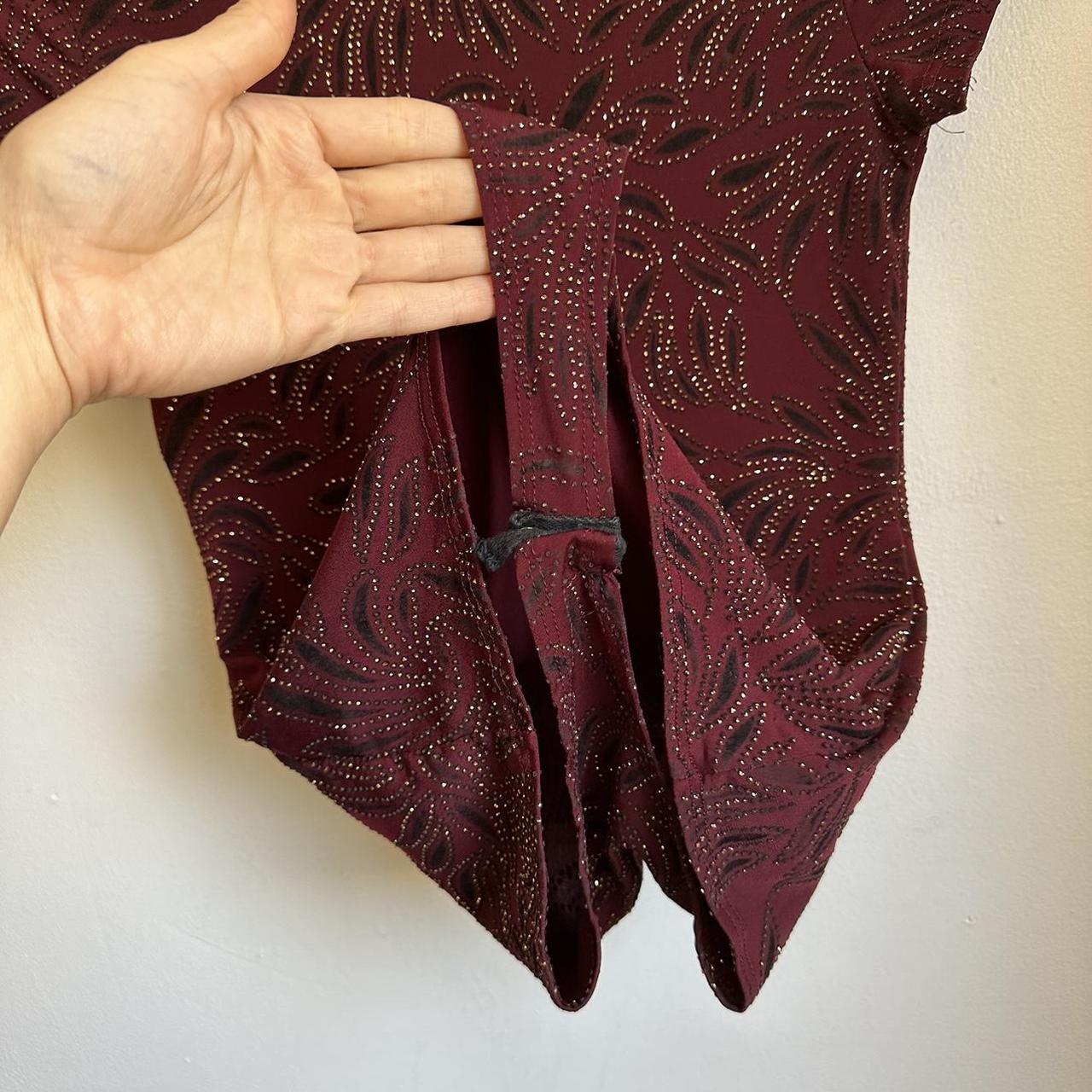 Women's Burgundy and Gold Bodysuit | Depop