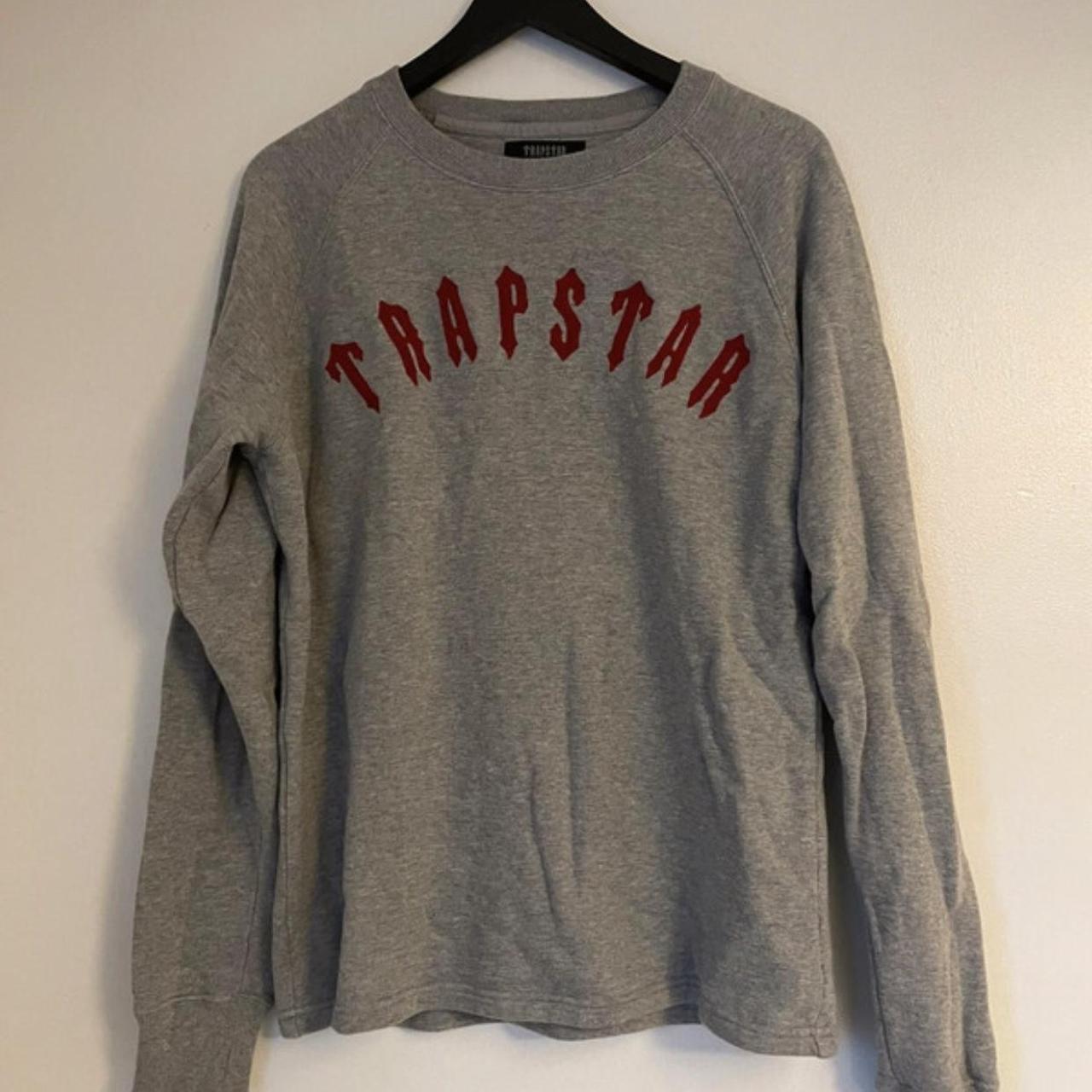 Trapstar Men's Grey and Red Jumper Depop