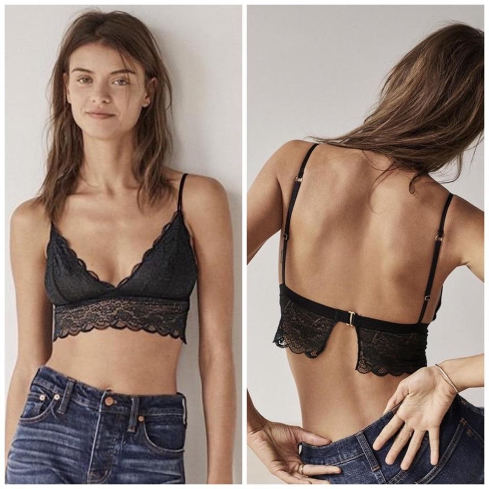 Madewell Black Liana Longline Lace Bralette Made of - Depop