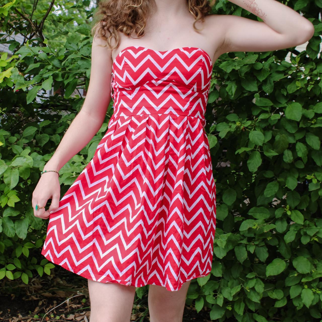 Chevron Stripe Strapless Dress