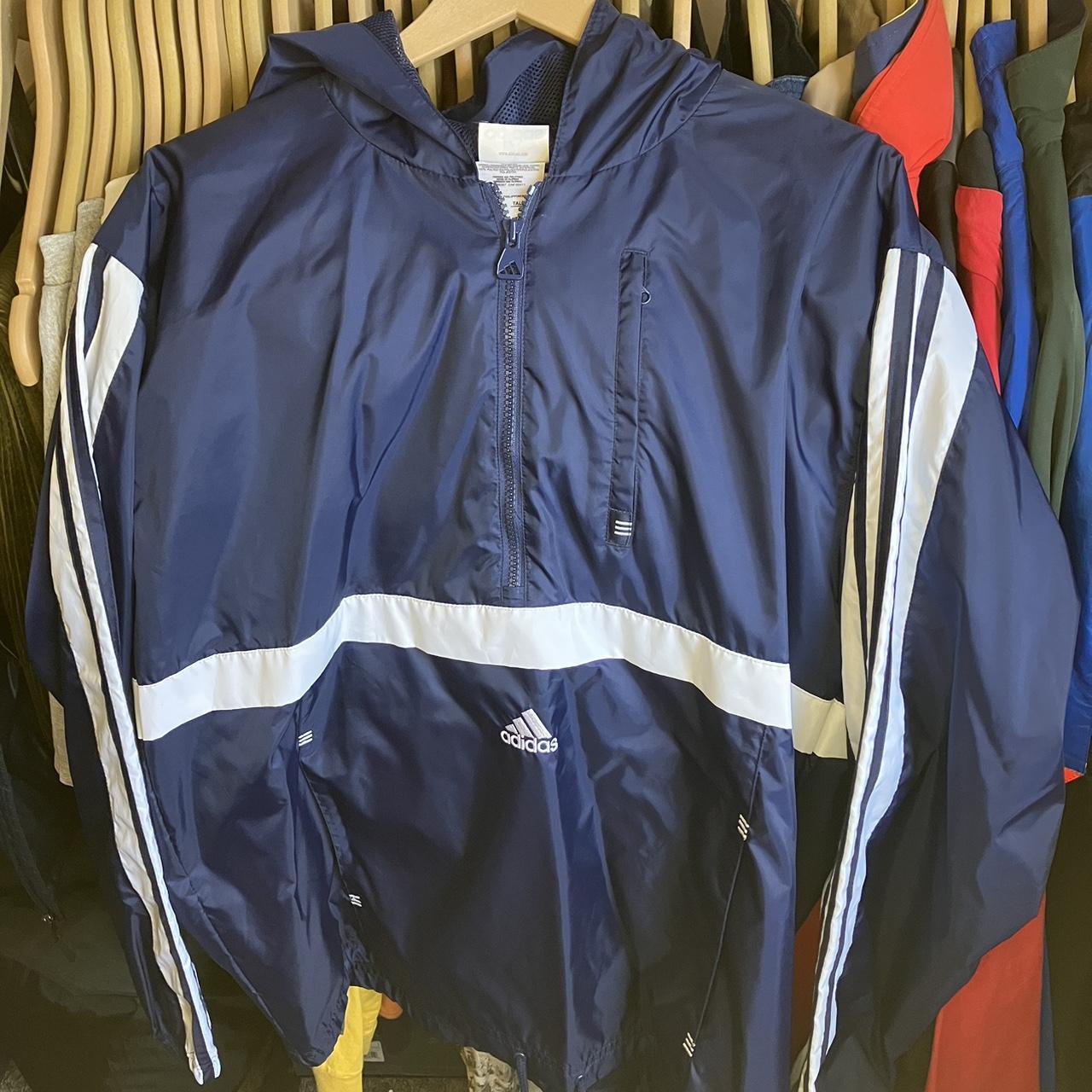 Adidas navy hotsell blue windbreaker