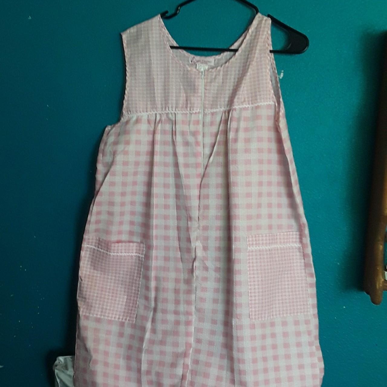 Light pink gingham house dress Lati sleepwear Sip... - Depop