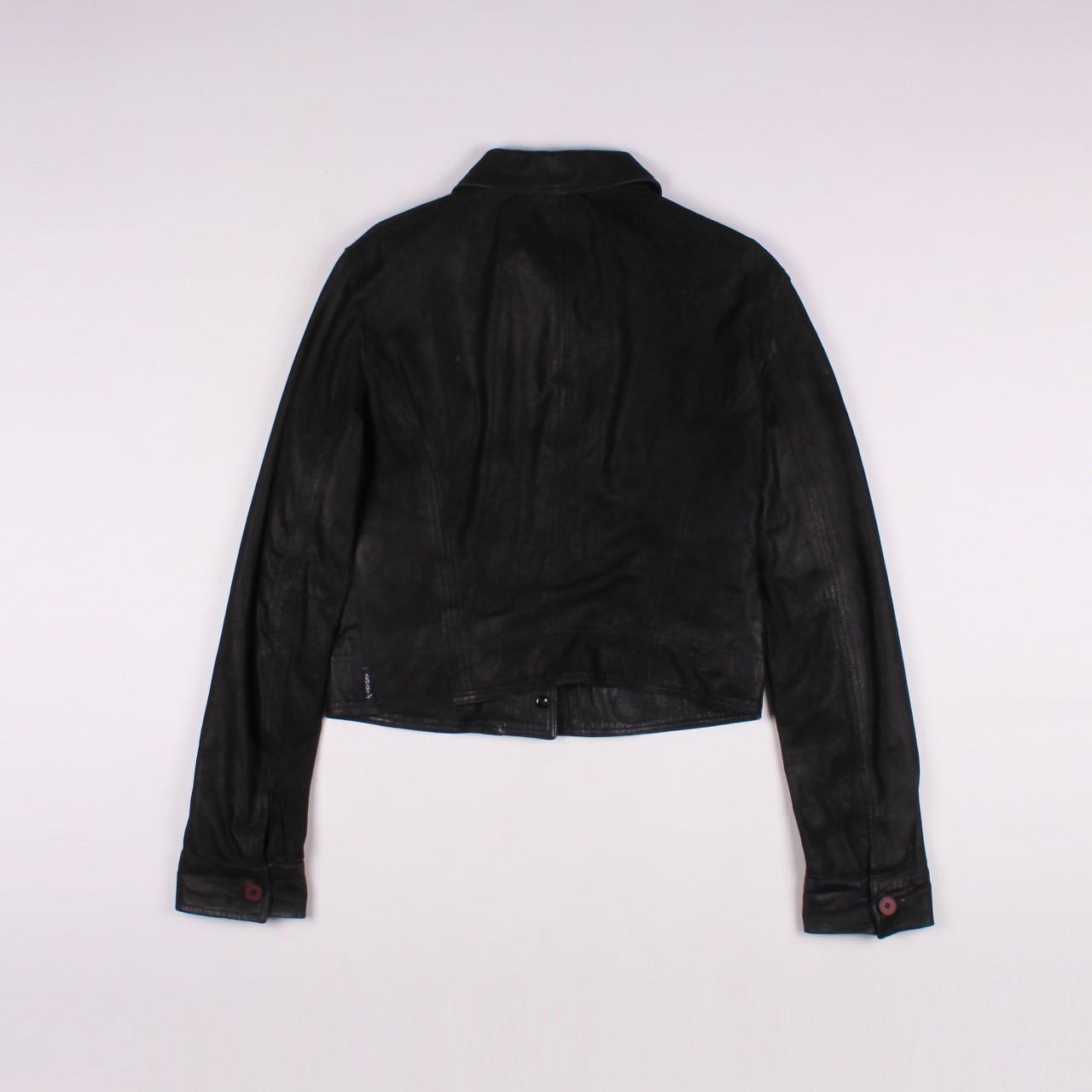 Armani jeans leather jacket womens best sale