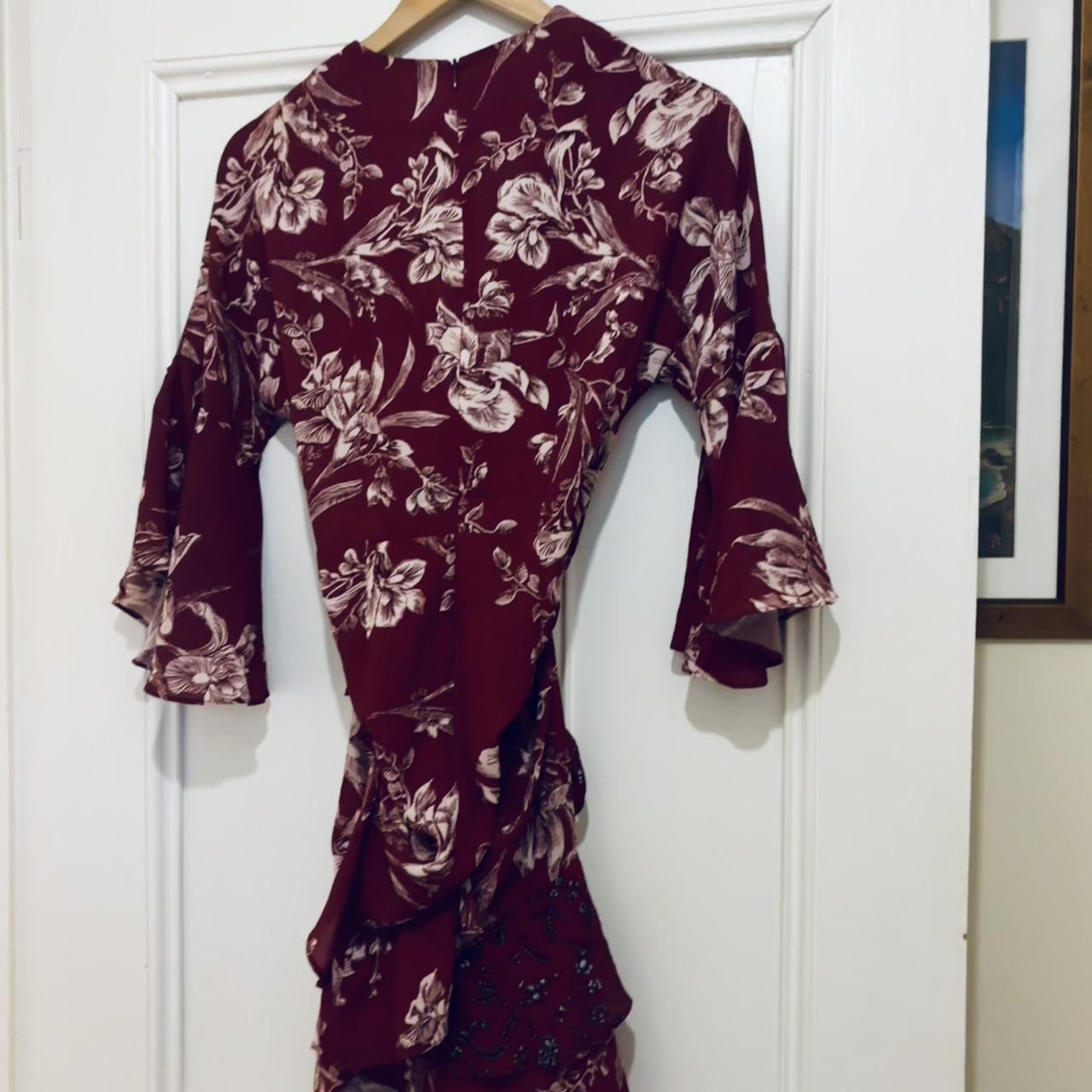 French Connection Ellette floral wrap dress Burgundy