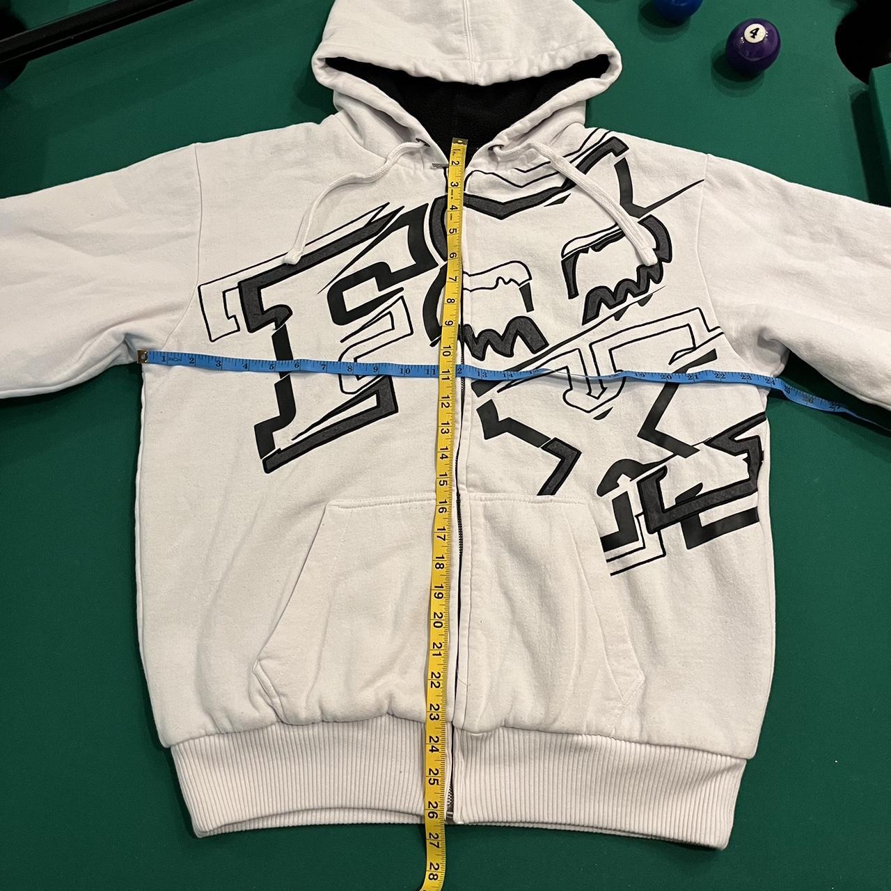 Y2K grunge fox racing Sherpa lined zip up hoodie - Depop