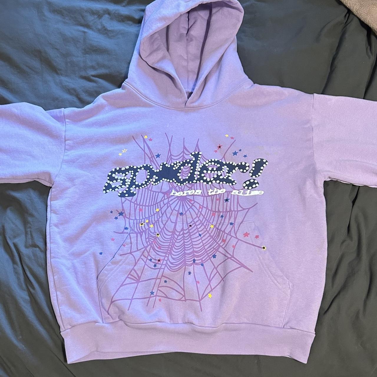 Sp5der Hoodie - Acai Purple ( Stain from the 2nd... - Depop