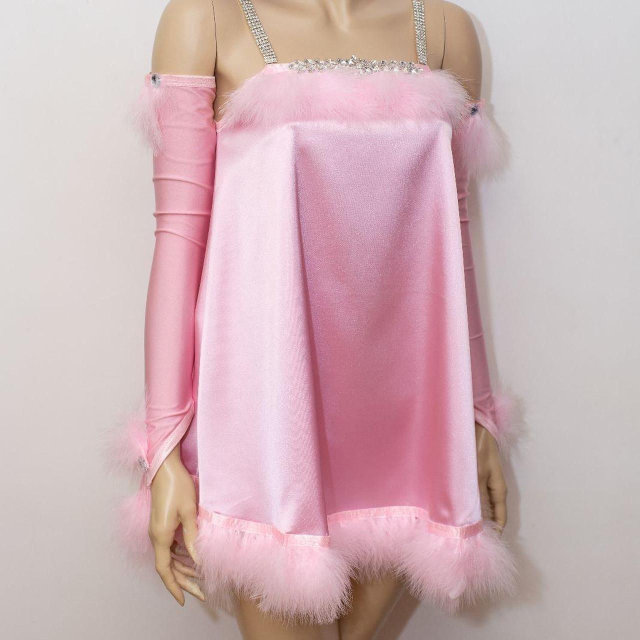 BARBIE PINK SATIN JEWELLED BABYDOLL DRESS AND GLOVES... - Depop
