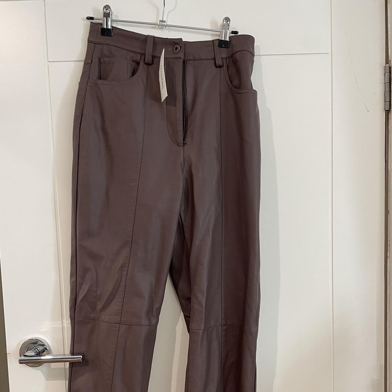 GLASSONS BROWN LEATHER PANTS strait leg BNWT... Depop