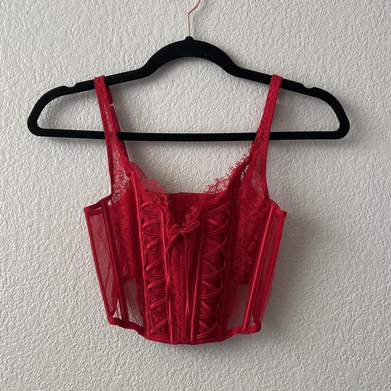 Red Lace Corset Lingerie Top Very Flattering And Depop