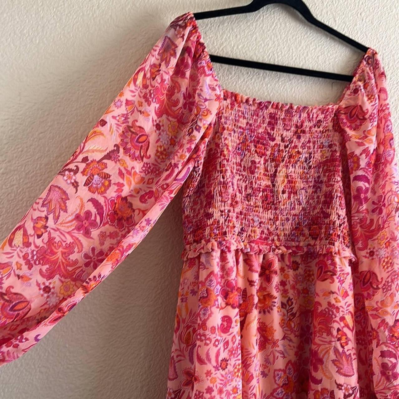 1.STATE Women's Orange and Pink Dress Depop