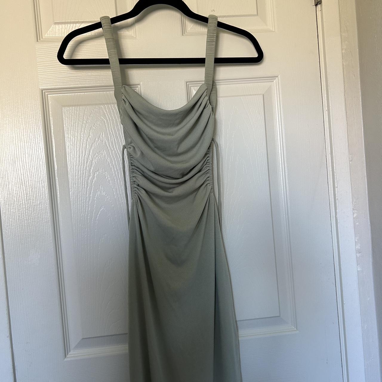 princess polly sage green midi dress- open tie back - Depop