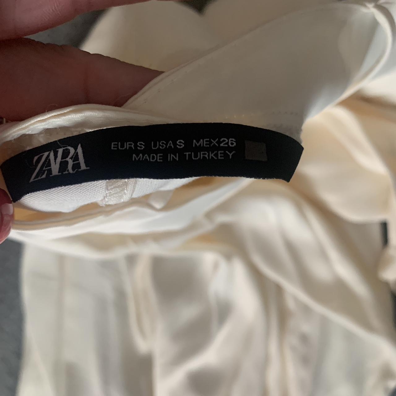 Cream Zara satin jumpsuit size small Plunging... Depop